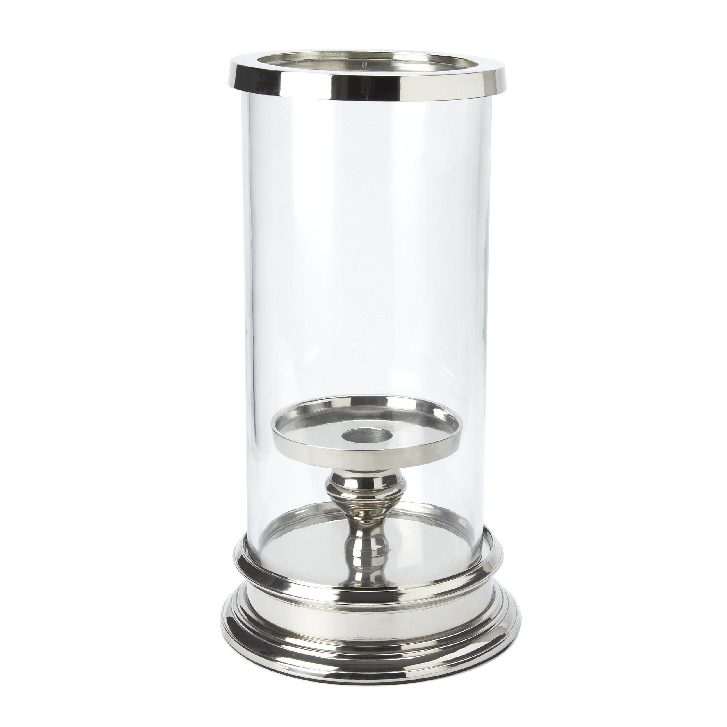 Glass and Silver Cylinder Hurricane Lamp Laura Ashley