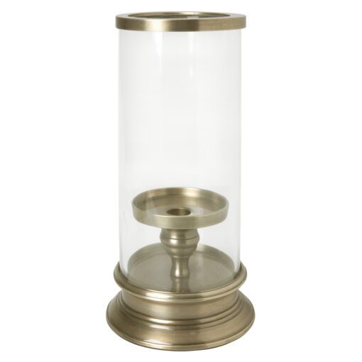 Glass And Brass Hurricane Lamp