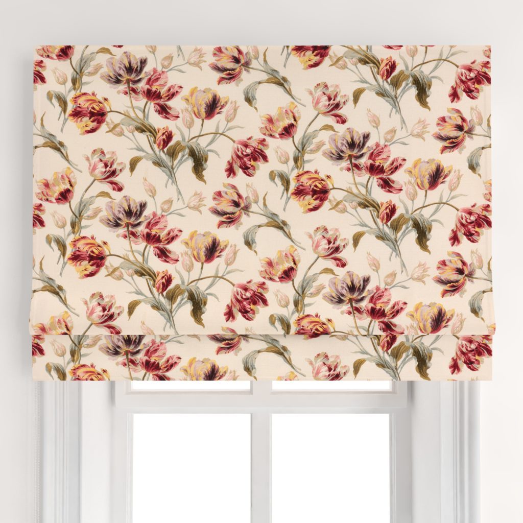 Gosford Floral Linen/Cotton Fabric Cranberry Laura Ashley