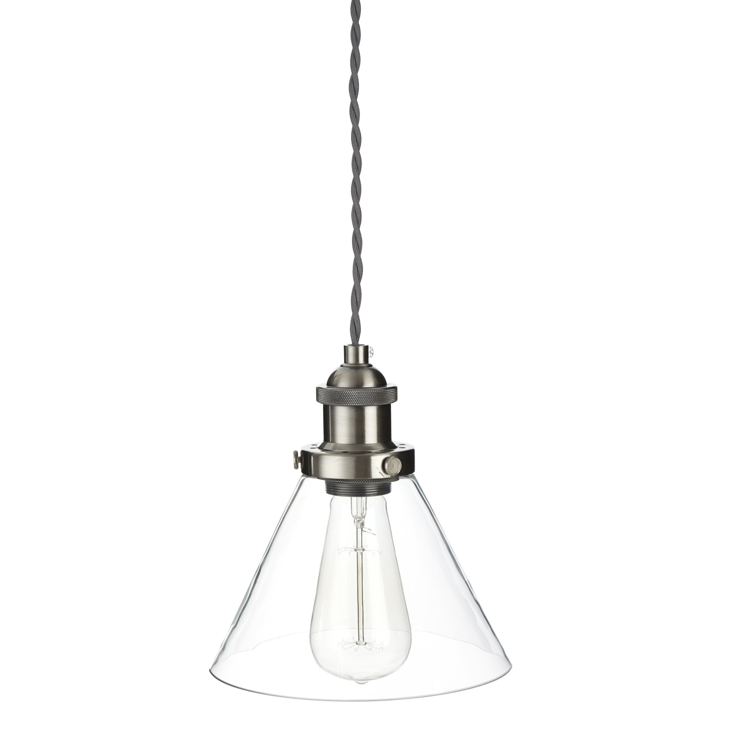 Isaac, moderne takpendel i glass og krom Laura Ashley Isaac, moderne takpendel i antikk messing og glass Laura