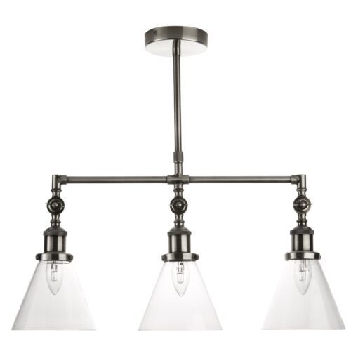 Isaac Bar Semi Flush Chrome Pendant 3 Arm