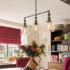 Isaac Bar Semi Flush Brass Pendant 3 Arm