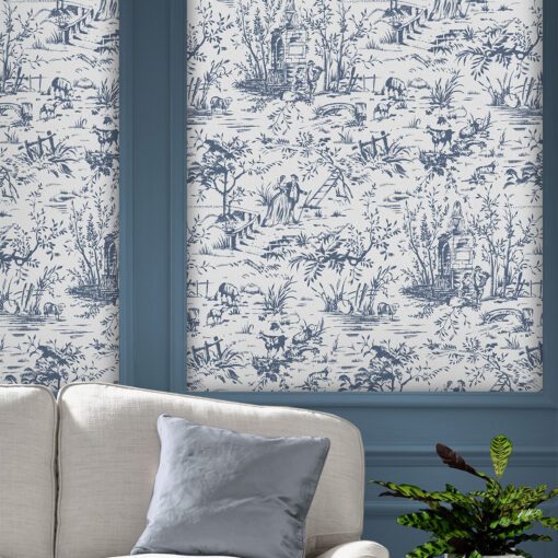 toile de jouy i blått