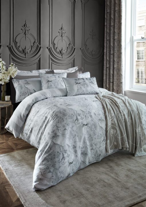 Tregaron, romantisk sengesett med traner i grått