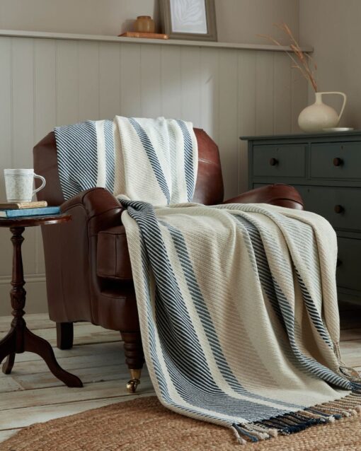 Awning Stripe Seaspray Blå, 150x200cm Pledd